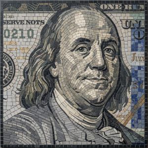 Мозаика Бенджамин Франклин в стиле 100 долларов