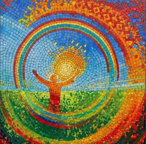 Radiant Sun Awakening Mosaic Art