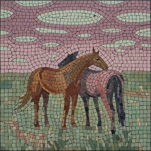 Два лошади в мозаике