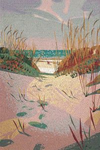 Path to the Sea Mosaic Art – Pastel Coastal Landscape