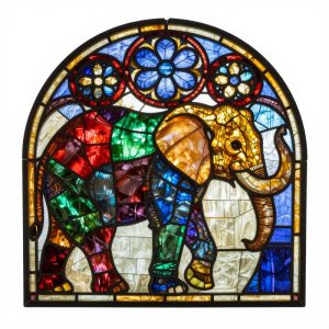 Витражная мозаика слона, 100×100 см