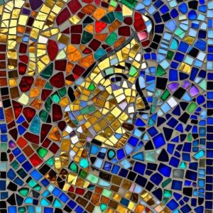 Classical Greek Mosaic Portrait – Opus Incertum Style