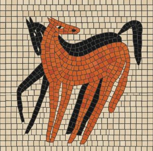 Мозаика «Стилизованные лошади» — Оранжевый и Черный