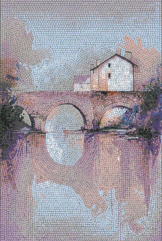 Old Bridge and House Mosaic Art - MELTI