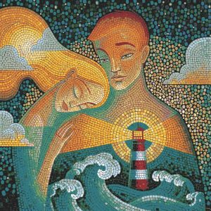 Lighthouse of Love Mosaic Art – Romantic Couple