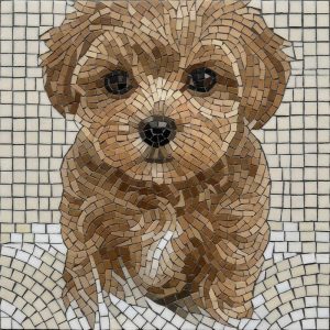 Fluffy Brown Dog Mosaic Art – 100×100 cm