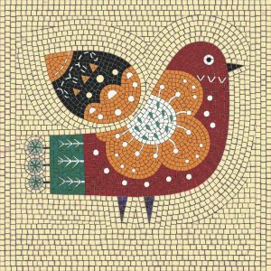 Сказочный воробей из мозаики