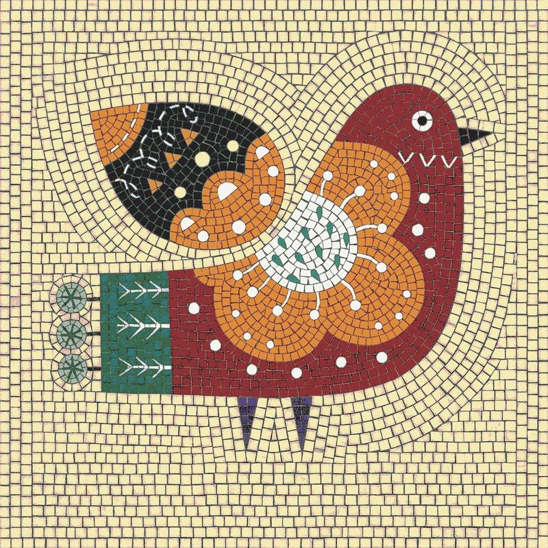 Сказочный воробей из мозаики