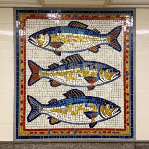 Soviet Style Smelt Fish Mosaic Panel