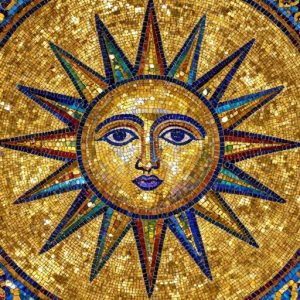 Byzantine Sun Mosaic Art – Custom Gold Wall Decor