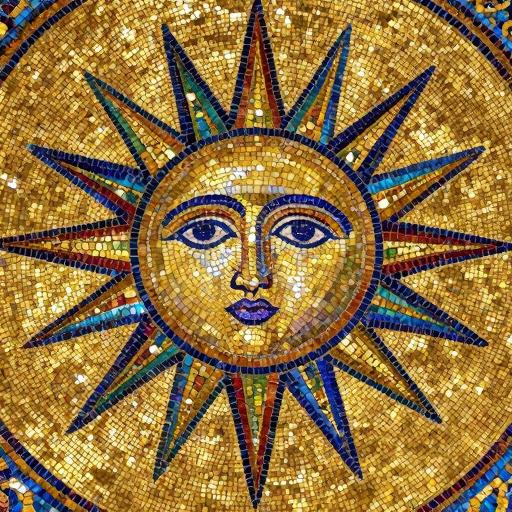 Byzantine Sun Mosaic Art - Custom Gold Wall Decor