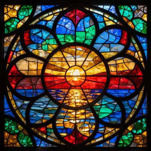 Sunset over the Sea Stained Glass Mosaic