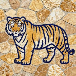 Мозаика «Уссурийский тигр» в стиле Opus Incertum