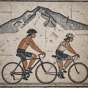 Мозаика «Велосипедисты в горах» — Opus Tessellatum