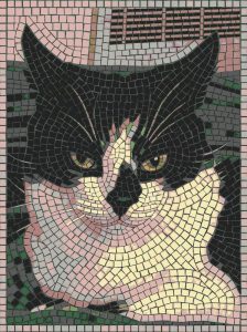 Tuxedo Cat Mosaic Art – Handcrafted Wall Decor
