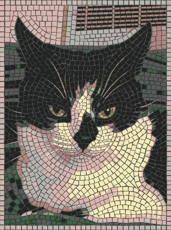 Tuxedo Cat Mosaic Art - Handcrafted Wall Decor