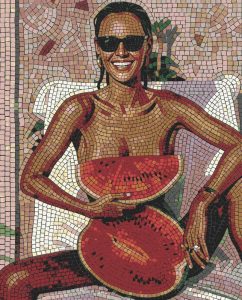 Summer Joy Mosaic Art – Woman with Watermelon