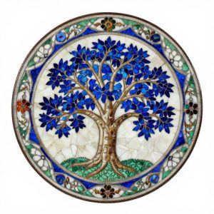 Флорентийская мозаика: круглая розетка с синим дубом