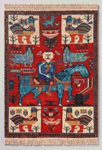 Stylized Mosaic Rider and Birds Art
