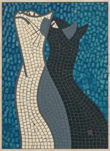 Мозаика «Две кошки» в классическом стиле