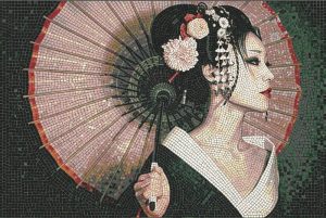 Мозаика «Японская красавица с зонтом»