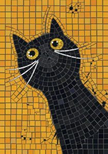 Мозаика «Любопытный черный кот»