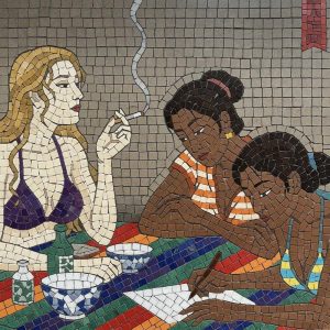 Мозаика «Три женщины за столом»