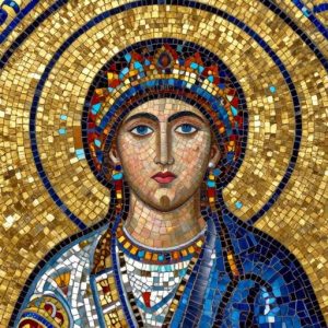 Byzantine Mosaic Art: Portrait of a Beautiful Woman