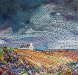 Сереный прибрежный пейзаж в мозаике