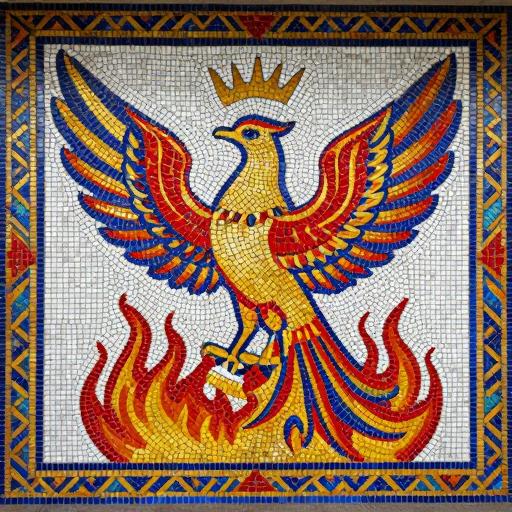 Phoenix in Fire Soviet Style Mosaic Art