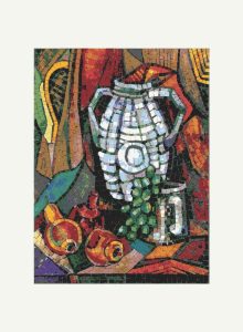 Cubist Still Life Mosaic with White Pitcher