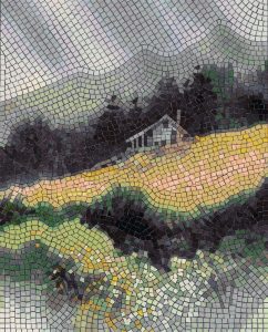 Serene Forest House Mosaic Art