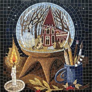 Мозаика «Зимняя сказка» — Уютный дом в стеклянном шаре