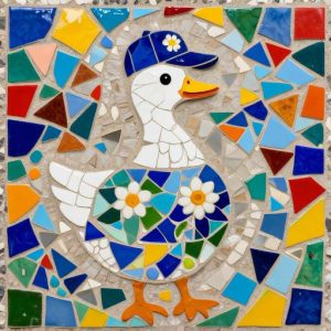 Забавный гусь в бейсболке — мозаика в стиле тренкадис