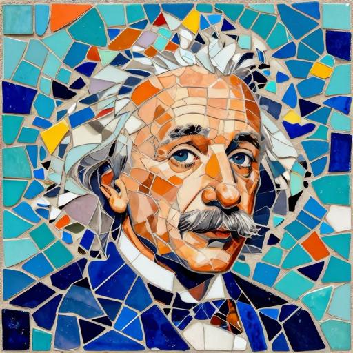 Albert Einstein Trencadís Mosaic Portrait
