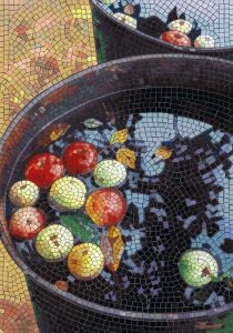 Mosaic Still Life with Colorful Apples