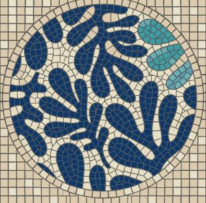 Organic Blue Coral Mosaic Art – 100×100 cm