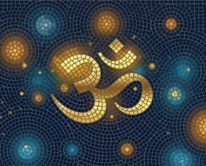 Мозаика Золотой Символ Ом – Духовный Декор