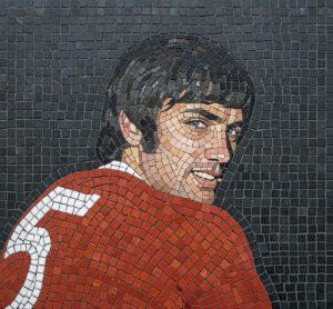 Classic Mosaic Portrait of an Athlete in Red