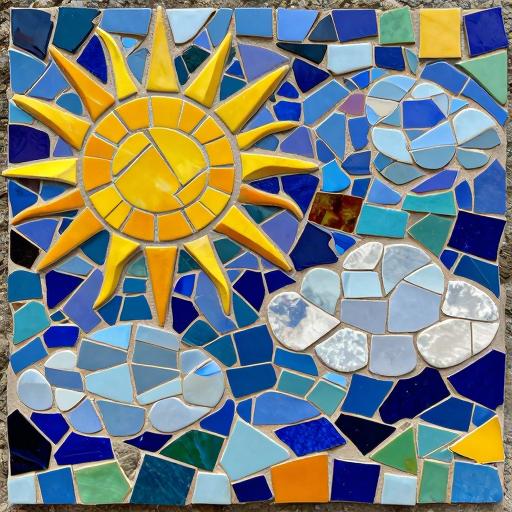 Яркое панно солнца и сердца в стиле Тренкадис