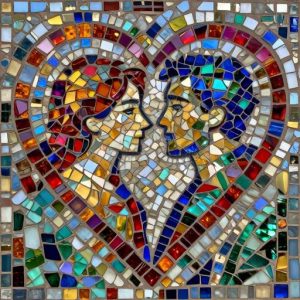 Mosaic Art ‘Pink Lovers’ – Inspired by Marc Chagall