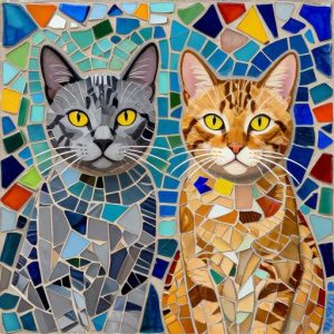 Мозаика Тренкадис: Портрет двух ориентальных кошек