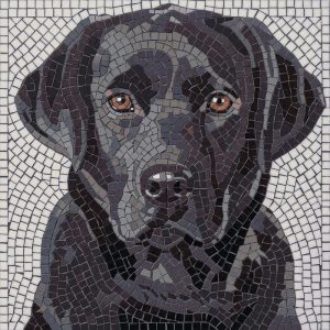 Black Labrador Mosaic Portrait – 35×35 cm