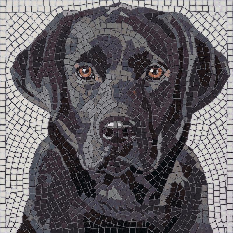 Black Labrador Mosaic Portrait - 35x35 cm