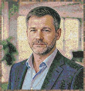 Мозаичный肖像：沉思的男士，30×30厘米