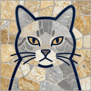 Портрет кота в стиле мозаика Opus Incertum