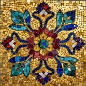 Византийская мозаика «Цветочный орнамент» в золоте