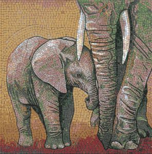 Мозаика «Слон и слонёнок» — Нежность и защита