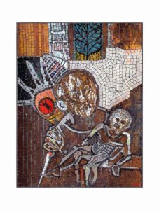 Surreal Humanoid Figures Mosaic Art