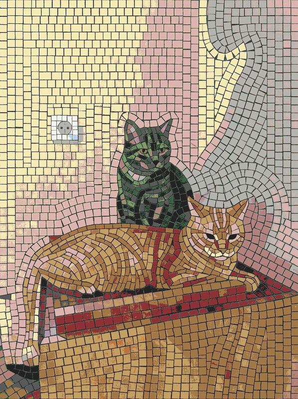 Mosaic Art: Two Cozy Cats